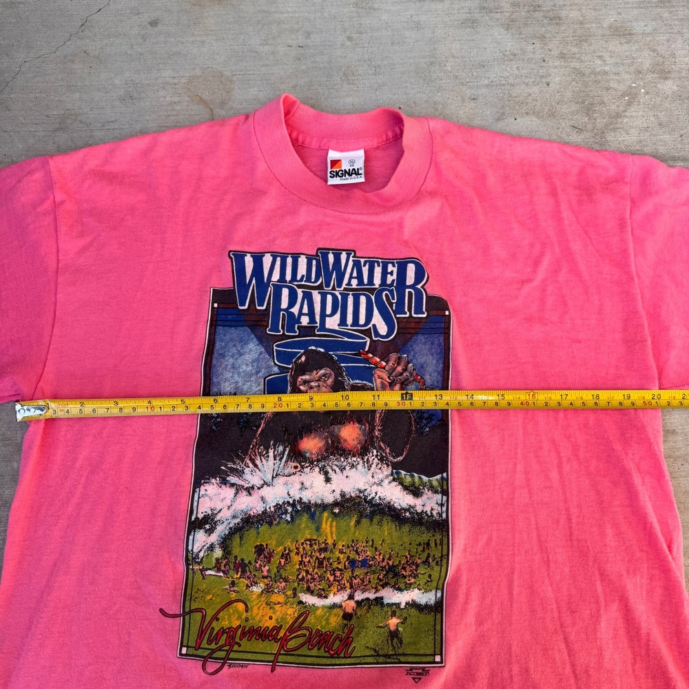 Vintage 80s Signal Wild Water Rapids Virginia Beach Pink Gorilla T-Shirt Mens XL - Picture 4 of 7